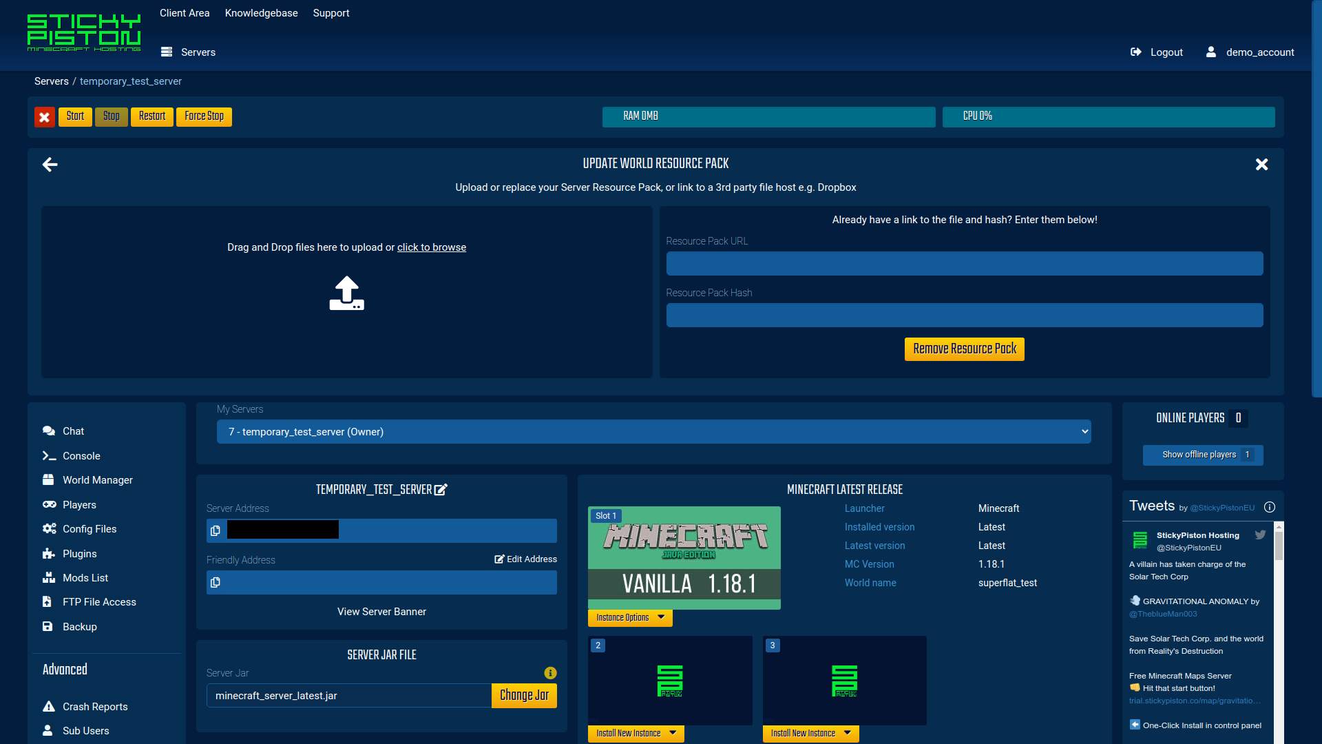 The World Manager insert that lets users manage the world's resource pack